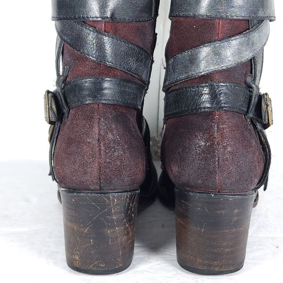 Freebird By Steven Women’s Colt US9 Black Leather Distressd Strappy Biker Boots - Picture 15 of 15